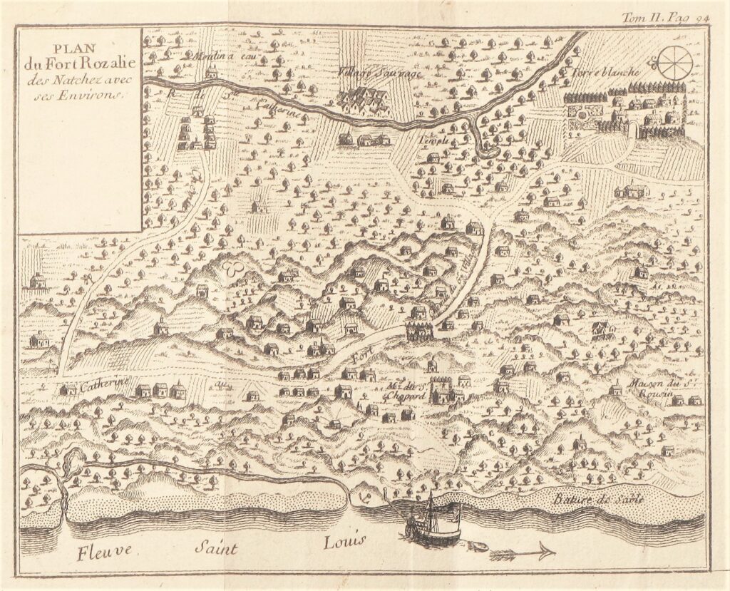 Map of French settlement in the Natchez area (1753)